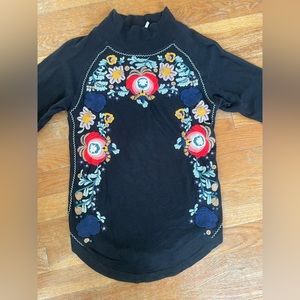 Free People Mock Neck Long Sleeve Top- Size S